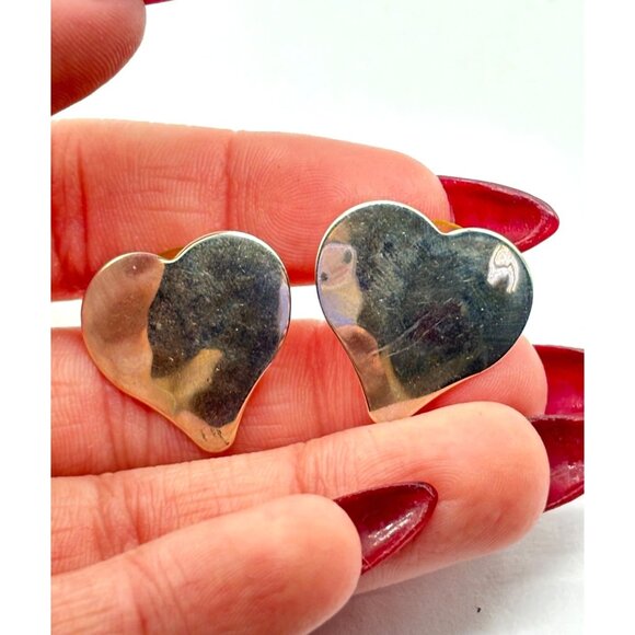 Unique 925 Sterling Silver Heart Art Earrings - Picture 1 of 7